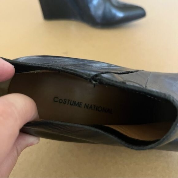 Costume National Fall 14 Wedge Slit Heel Pointy Toe Booties Cut Out - Picture 9 of 9